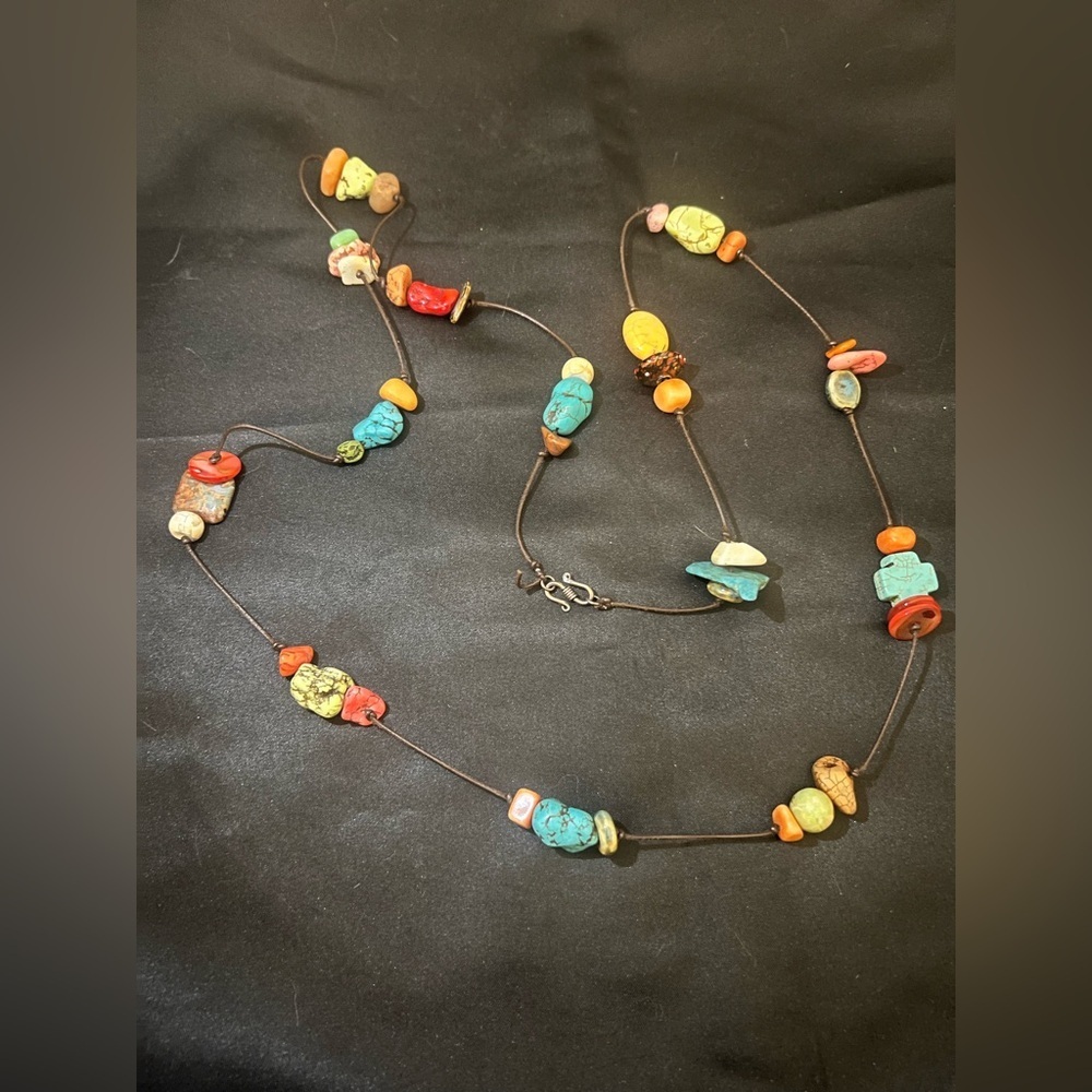 Vintage Native American Multi-Stone Necklace 44” long - Picture 4 of 7
